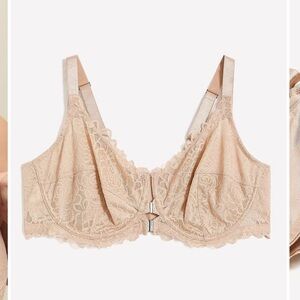 Unlined Front Closure Bra with Lace - Déesse Collection Plus Size